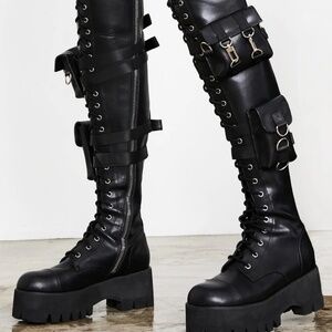 DOLLSKILL UTILITY THIGH HIGH COMBAT BOOTS
